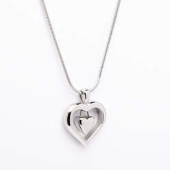 Stainless Steel Double Heart Pendant With Chain