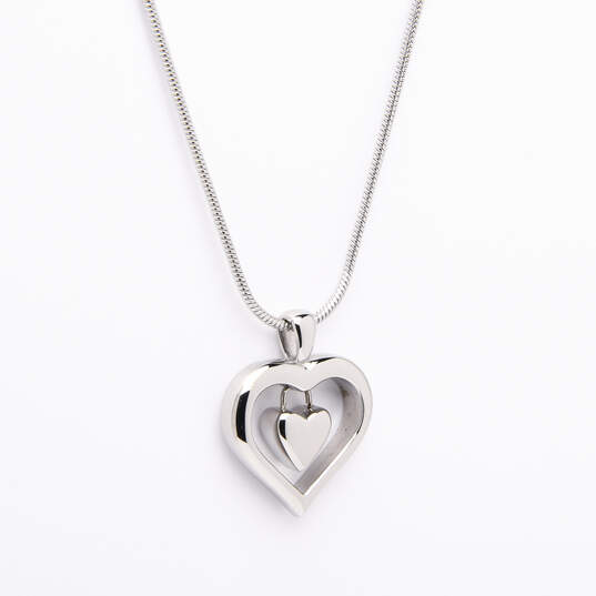 Stainless Steel Double Heart Pendant With Chain image number 1